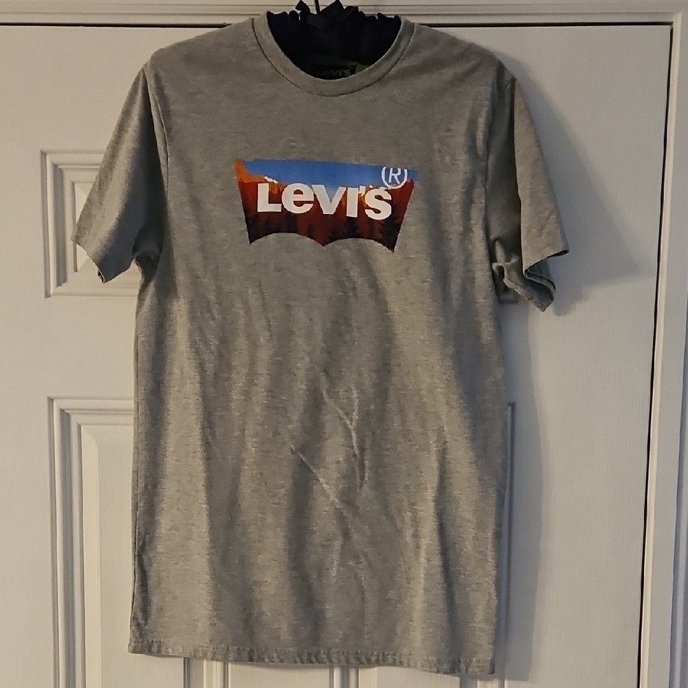 Levi's Gray Short Sleeve Tee Iconic Batwing Design